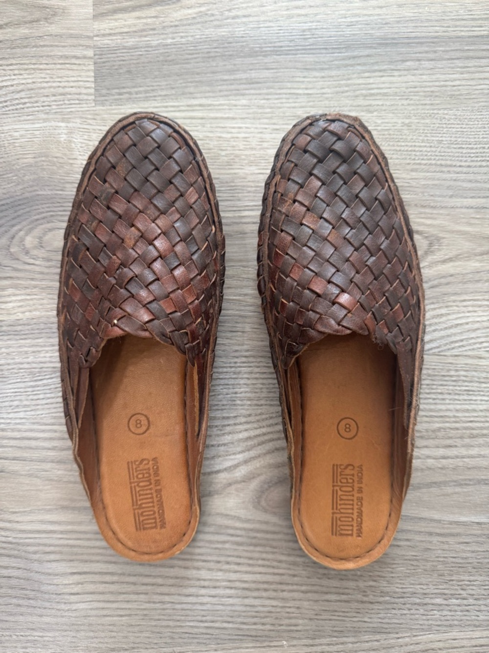 Mohinder Leather Brown Woven Shoes